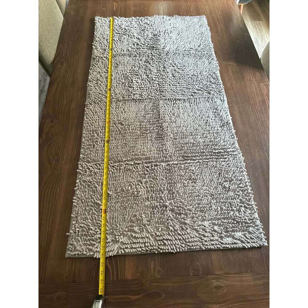 Chenille Microfiber Plush Bath Runner Rug Taupe Tan Shaggy 27x54 Bathroom Mat
